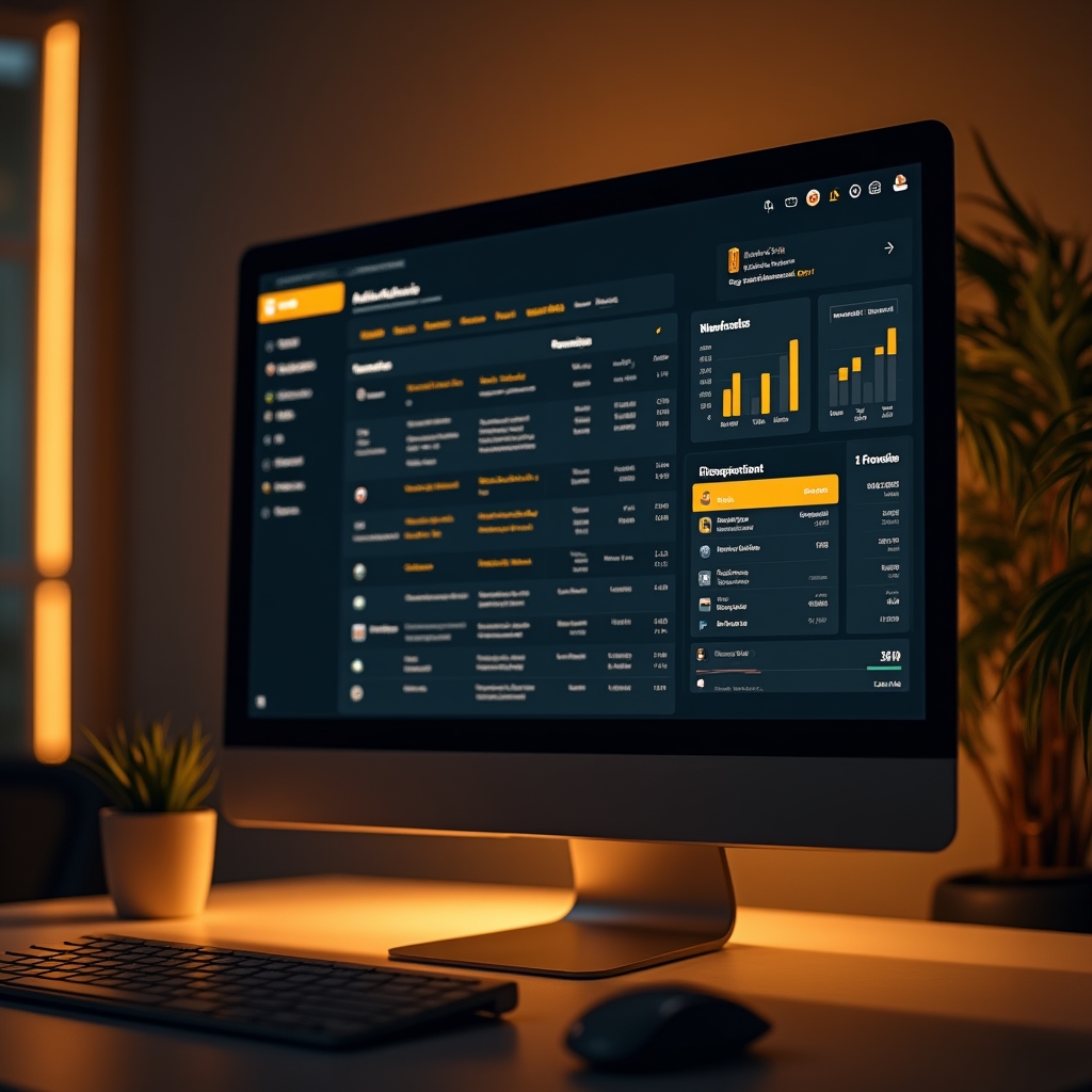 Civil association administrative software dashboard on screen